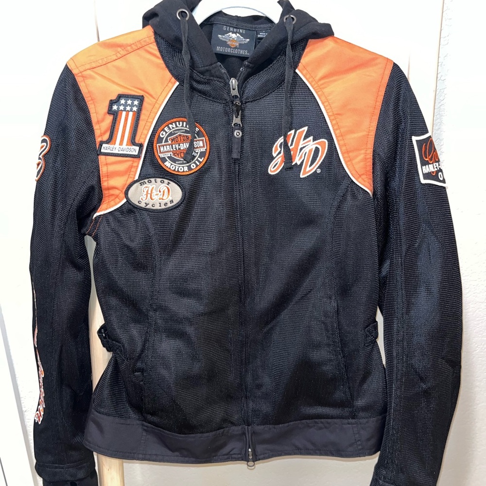 Harley-Davidson 3 in 1 Womens Black and Orange Riding Jacket